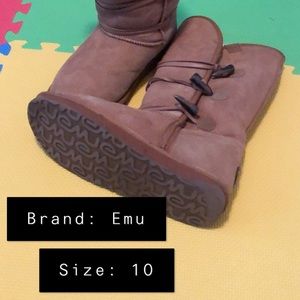 Emu shearling-lined boots, size 10